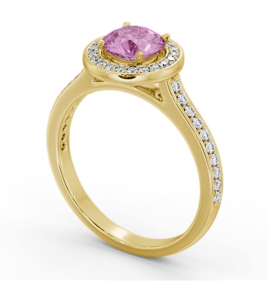 Halo Pink Sapphire and Diamond 1.65ct Ring 9K Yellow Gold GEM82_YG_PS_THUMB1