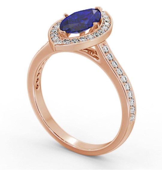 Halo Blue Sapphire and Diamond 1.50ct Ring 18K Rose Gold GEM83_RG_BS_THUMB1