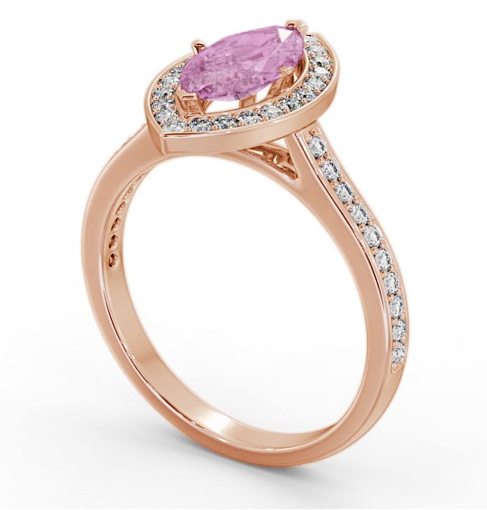 Halo Pink Sapphire and Diamond 1.50ct Ring 18K Rose Gold GEM83_RG_PS_THUMB1