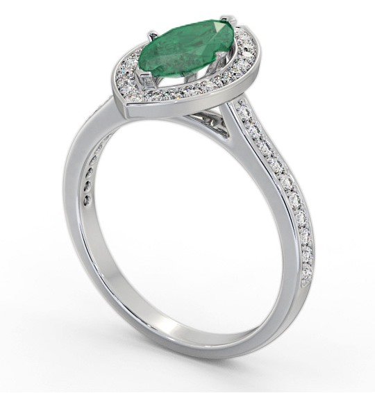 Halo Emerald and Diamond 1.35ct Ring 18K White Gold GEM83_WG_EM_THUMB1