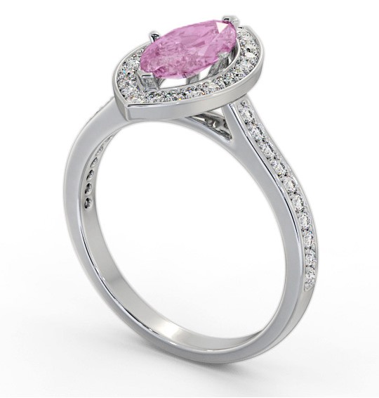 Halo Pink Sapphire and Diamond 1.50ct Ring 9K White Gold GEM83_WG_PS_THUMB1