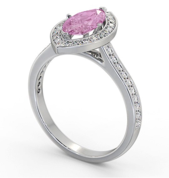 Halo Pink Sapphire and Diamond 1.50ct Ring 18K White Gold GEM83_WG_PS_THUMB1