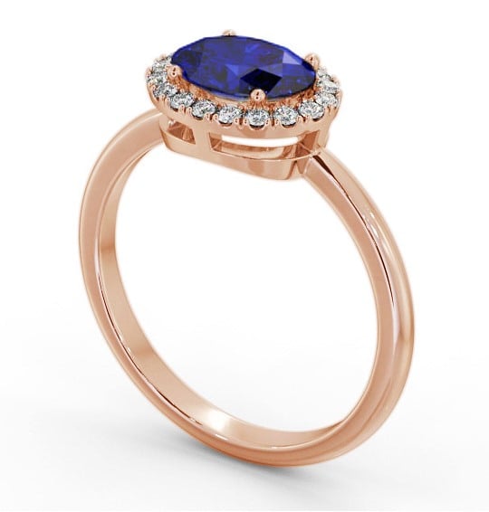 Halo Blue Sapphire and Diamond 1.15ct Ring 9K Rose Gold GEM84_RG_BS_THUMB1