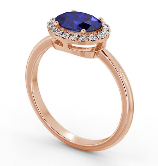 Halo Blue Sapphire and Diamond 1.15ct Ring 18K Rose Gold GEM84_RG_BS_THUMB1