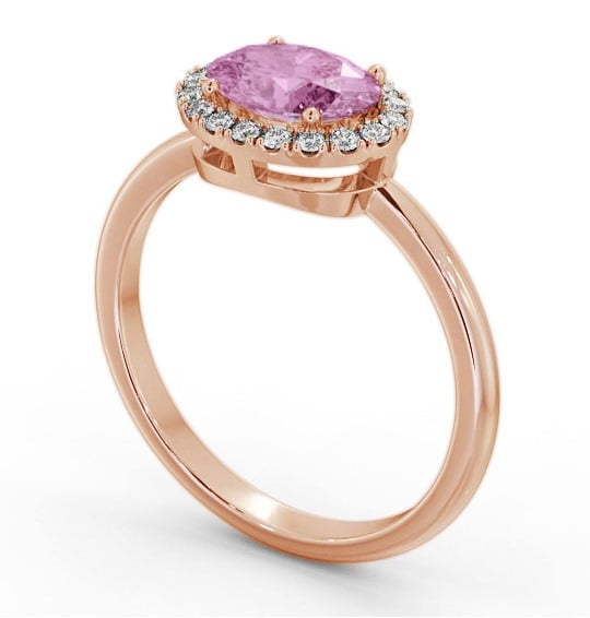 Halo Pink Sapphire and Diamond 1.15ct Ring 9K Rose Gold GEM84_RG_PS_THUMB1