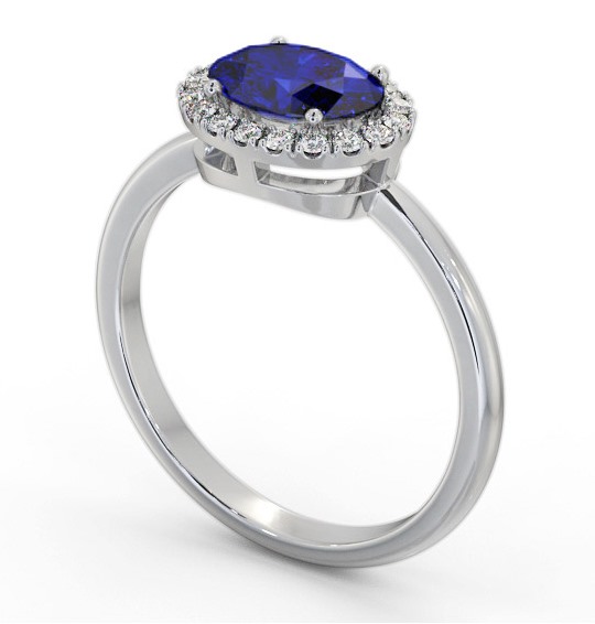 Halo Blue Sapphire and Diamond 1.15ct Ring 18K White Gold GEM84_WG_BS_THUMB1 