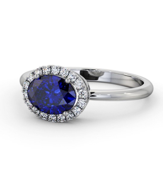 Halo Blue Sapphire and Diamond 1.15ct Ring 18K White Gold GEM84_WG_BS_THUMB2 