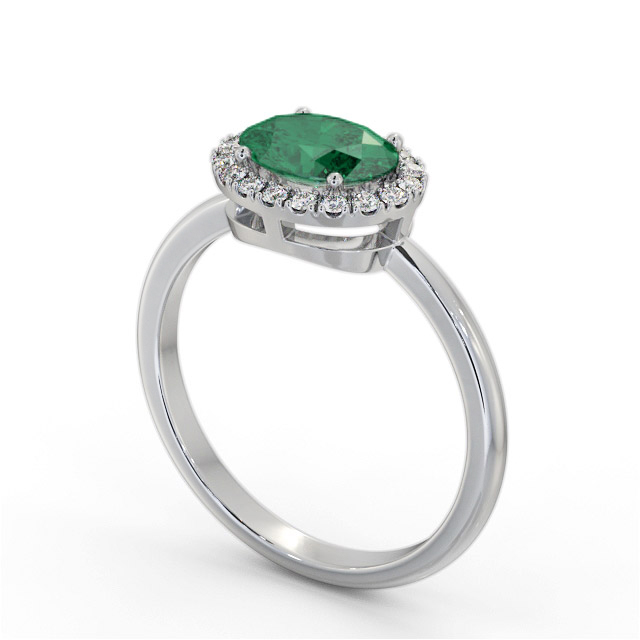 Halo Emerald and Diamond 1.00ct Ring 18K White Gold - Bridgette GEM84_WG_EM_SIDE