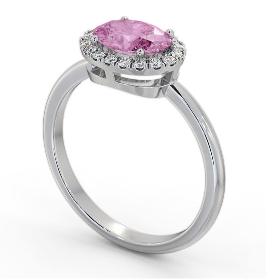 Halo Pink Sapphire and Diamond 1.15ct Ring 18K White Gold GEM84_WG_PS_THUMB1