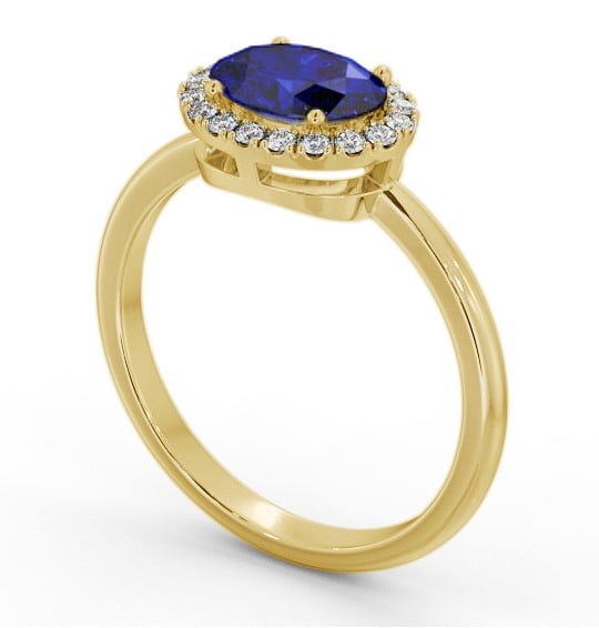 Halo Blue Sapphire and Diamond 1.15ct Ring 18K Yellow Gold GEM84_YG_BS_THUMB1