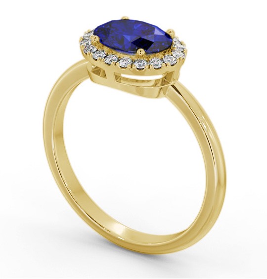 Halo Blue Sapphire and Diamond 1.15ct Ring 18K Yellow Gold GEM84_YG_BS_THUMB1