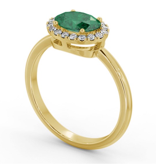 Halo Emerald and Diamond 1.00ct Ring 18K Yellow Gold GEM84_YG_EM_THUMB1