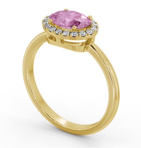 Halo Pink Sapphire and Diamond 1.15ct Ring 9K Yellow Gold GEM84_YG_PS_THUMB1