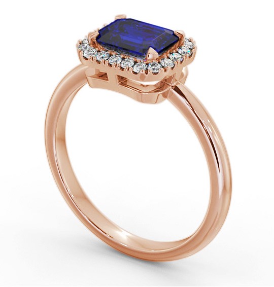 Halo Blue Sapphire and Diamond 1.30ct Ring 18K Rose Gold GEM85_RG_BS_THUMB1