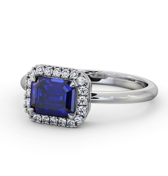 Halo Blue Sapphire and Diamond 1.30ct Ring 18K White Gold GEM85_WG_BS_THUMB2 
