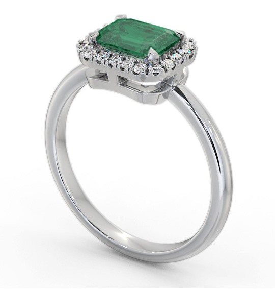 Halo Emerald and Diamond 1.05ct Ring 18K White Gold GEM85_WG_EM_THUMB1 
