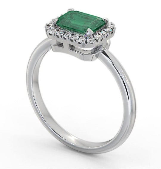 Halo Emerald and Diamond 1.05ct Ring Palladium GEM85_WG_EM_THUMB1