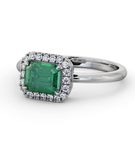  Halo Emerald and Diamond 1.05ct Ring 18K White Gold - Blossom GEM85_WG_EM_THUMB2 