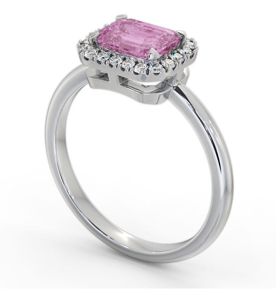 Halo Pink Sapphire and Diamond 1.30ct Ring Platinum GEM85_WG_PS_THUMB1