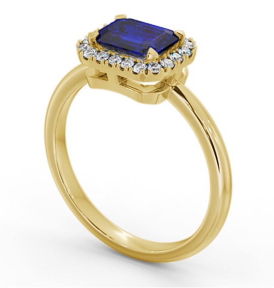 Halo Blue Sapphire and Diamond 1.30ct Ring 18K Yellow Gold GEM85_YG_BS_THUMB1 