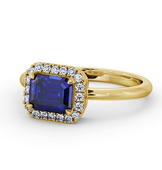 Halo Blue Sapphire and Diamond 1.30ct Ring 18K Yellow Gold GEM85_YG_BS_THUMB2 