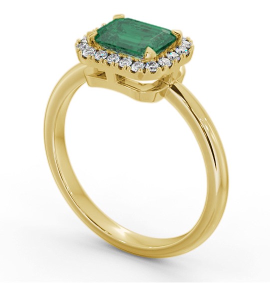 Halo Emerald and Diamond 1.05ct Ring 18K Yellow Gold GEM85_YG_EM_THUMB1 