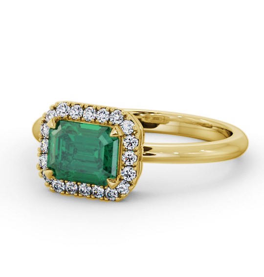 Halo Emerald and Diamond 1.05ct Ring 18K Yellow Gold GEM85_YG_EM_THUMB2 