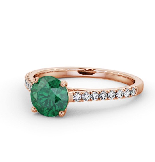 Solitaire Emerald and Diamond 18K Rose Gold Ring with Channel Set Side Stones GEM86_RG_EM_THUMB2 