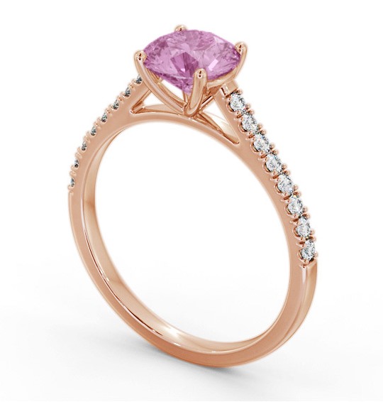 Solitaire Pink Sapphire and Diamond 18K Rose Gold Ring with Channel Set Side Stones GEM86_RG_PS_THUMB1