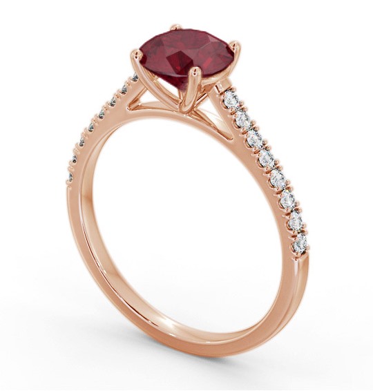 Solitaire Ruby and Diamond 18K Rose Gold Ring with Channel Set Side Stones GEM86_RG_RU_THUMB1