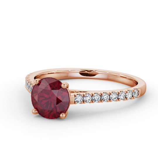 Solitaire Ruby and Diamond 18K Rose Gold Ring with Channel Set Side Stones GEM86_RG_RU_THUMB2 