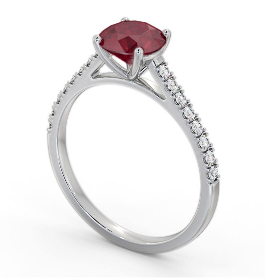 Solitaire Ruby and Diamond 18K White Gold Ring with Channel Set Side Stones GEM86_WG_RU_THUMB1 