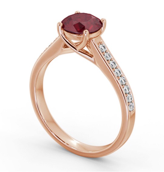 Solitaire Ruby and Diamond 9K Rose Gold Ring with Channel Set Side Stones GEM87_RG_RU_THUMB1