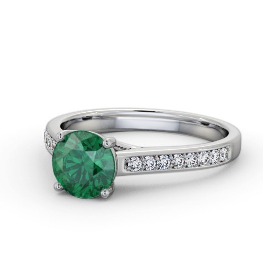 Lucina Gemstone and Diamond Ring Side Stones Solitaire GEM87_WG_EM_THUMB2 