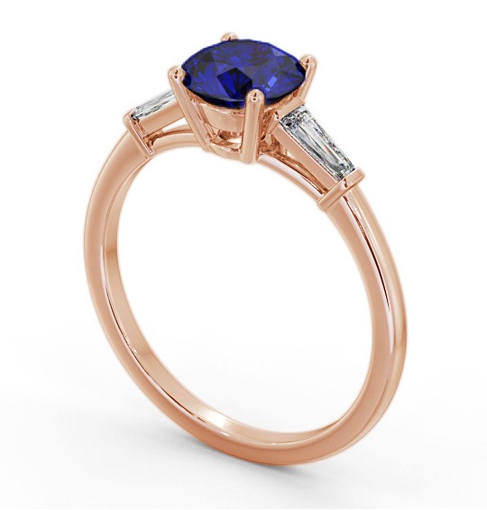 Shoulder Stone Blue Sapphire and Diamond 1.70ct Ring 9K Rose Gold GEM88_RG_BS_THUMB1