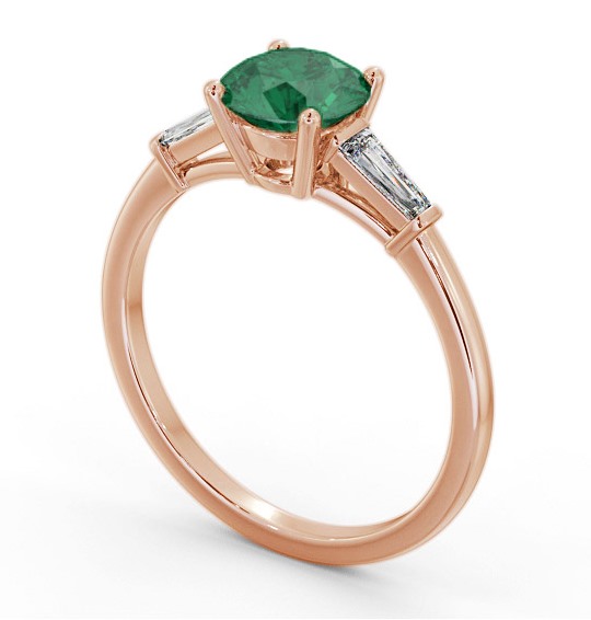 Shoulder Stone Emerald and Diamond 1.55ct Ring 9K Rose Gold GEM88_RG_EM_THUMB1 