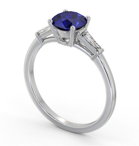 Shoulder Stone Blue Sapphire and Diamond 1.70ct Ring 9K White Gold GEM88_WG_BS_THUMB1