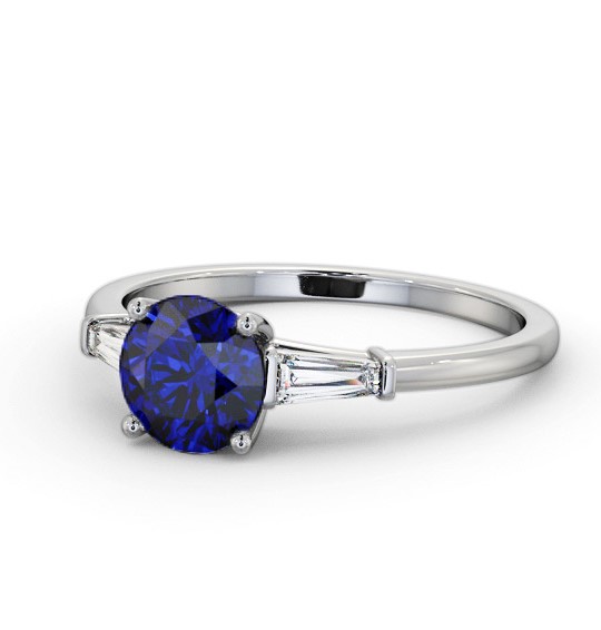  Shoulder Stone Blue Sapphire and Diamond 1.70ct Ring 18K White Gold - Abriella GEM88_WG_BS_THUMB2 