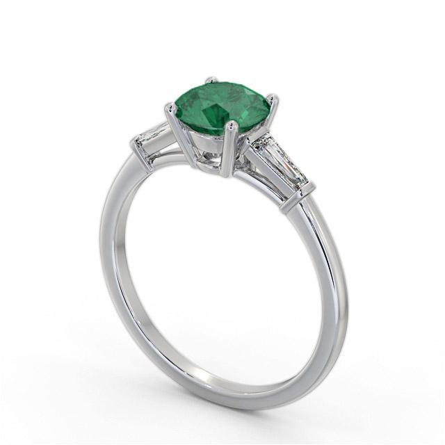 Shoulder Stone Emerald and Diamond 1.55ct Ring 18K White Gold - Abriella GEM88_WG_EM_SIDE