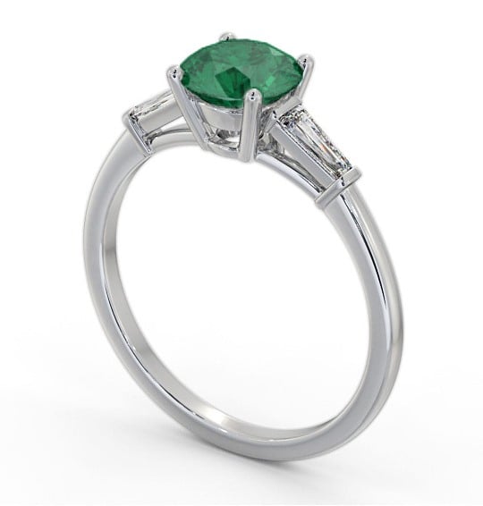 Shoulder Stone Emerald and Diamond 1.55ct Ring Palladium GEM88_WG_EM_THUMB1