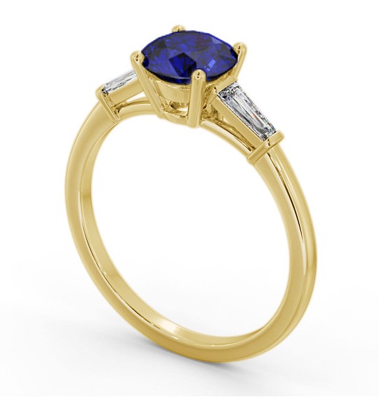 Shoulder Stone Blue Sapphire and Diamond 1.70ct Ring 9K Yellow Gold - Abriella GEM88_YG_BS_THUMB1