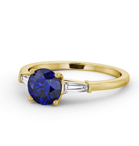 Shoulder Stone Blue Sapphire and Diamond 1.70ct Ring 9K Yellow Gold GEM88_YG_BS_THUMB2 