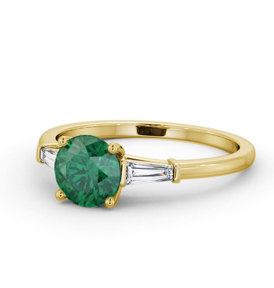 Shoulder Stone Emerald and Diamond 1.55ct Ring 18K Yellow Gold GEM88_YG_EM_THUMB2 