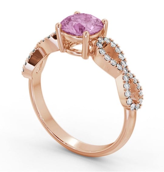 Solitaire Pink Sapphire and Diamond 18K Rose Gold Ring with Channel Set Side Stones GEM89_RG_PS_THUMB1
