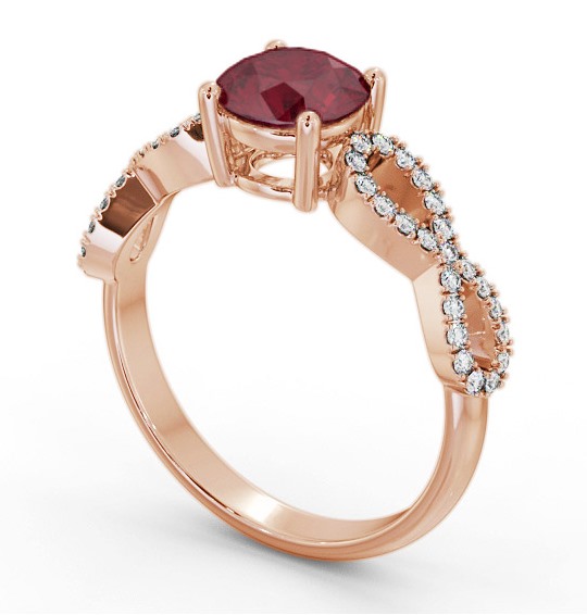 Solitaire Ruby and Diamond 9K Rose Gold Ring with Channel Set Side Stones GEM89_RG_RU_THUMB1