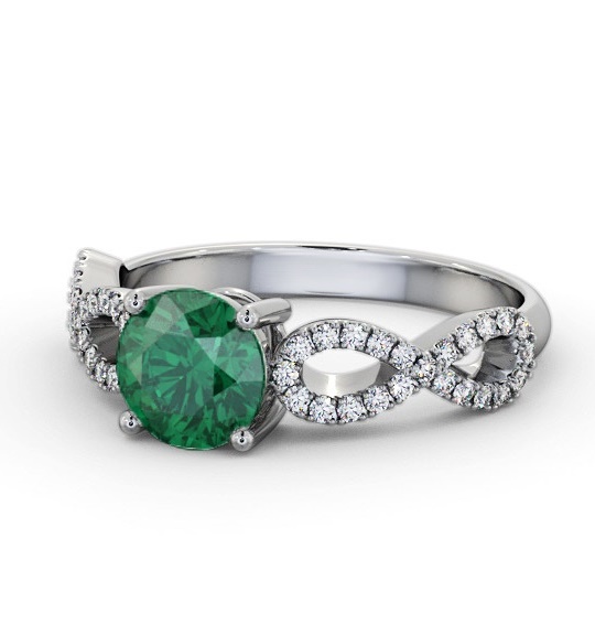 Berkley Gemstone and Diamond Ring Side Stones Solitaire Infinity Band GEM89_WG_EM_THUMB2 