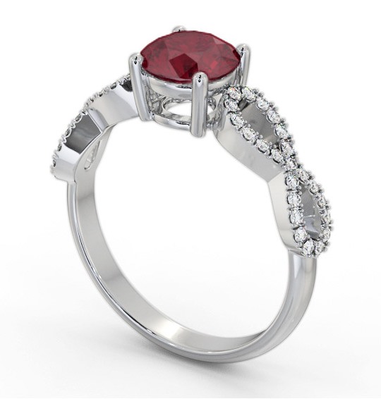 Solitaire Ruby and Diamond 9K White Gold Ring with Channel Set Side Stones GEM89_WG_RU_THUMB1 