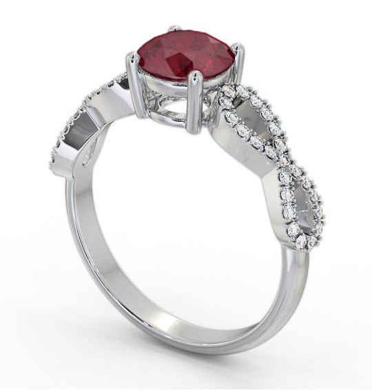 Solitaire Ruby and Diamond 9K White Gold Ring with Channel Set Side Stones GEM89_WG_RU_THUMB1