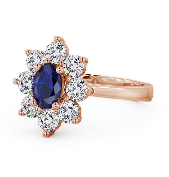  Cluster Blue Sapphire and Diamond 1.80ct Ring 9K Rose Gold - Carmen GEM8_RG_BS_THUMB2 