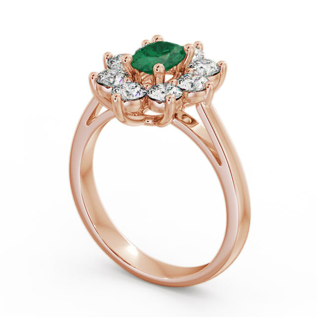 Cluster Emerald and Diamond 1.72ct Ring 18K Rose Gold - Carmen GEM8_RG_EM_SIDE